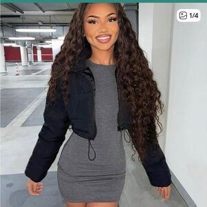 Black Cropped Puffer Jacket